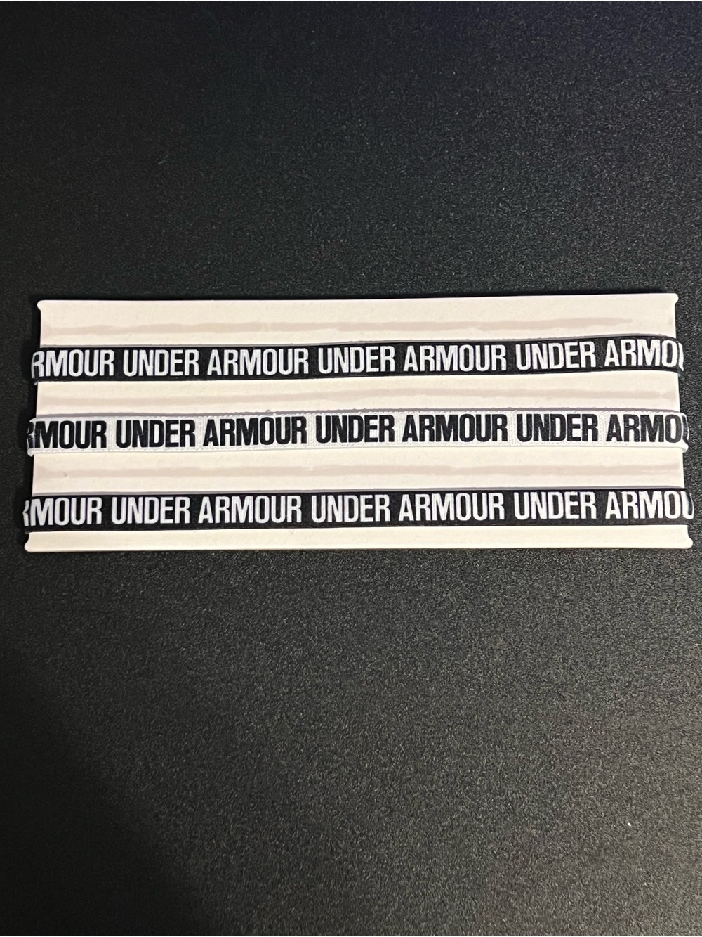 New Under Armour Black & White Branded Elastic Headbands (3-pack)